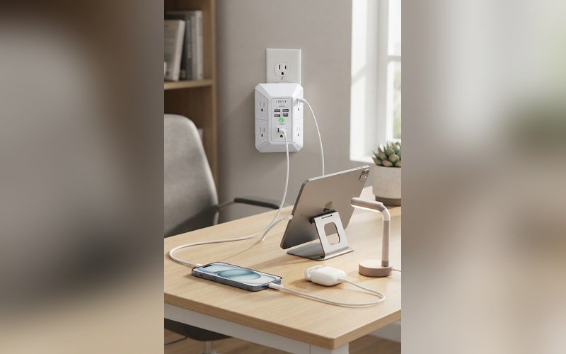 Wall Outlet Extender with USB Ports
