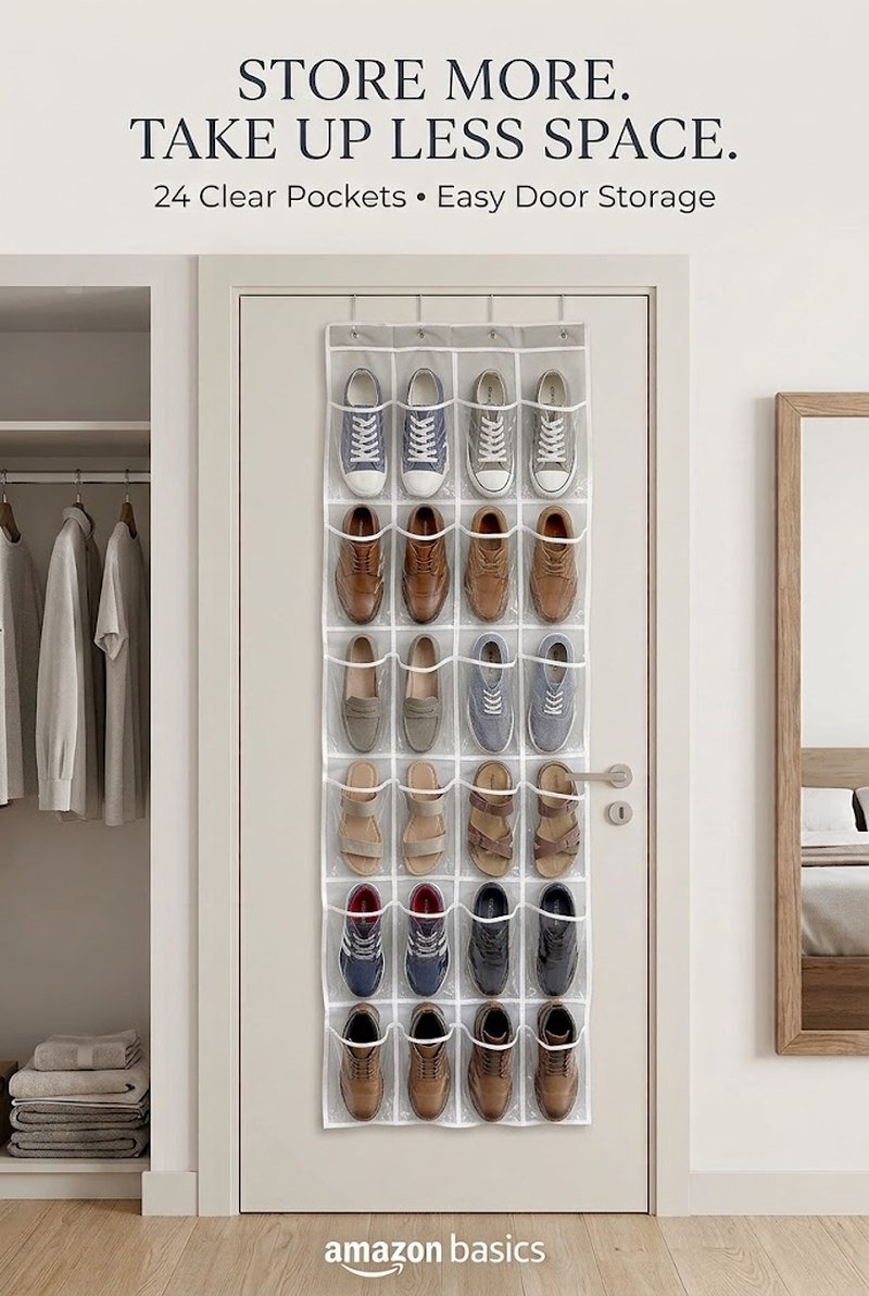 24-Pocket Over-the-Door Shoe Organizer