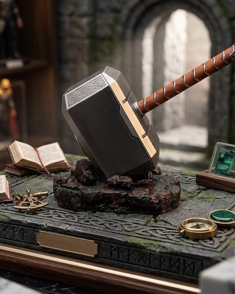 Thor Mjolnir Hammer Replica with Display Stand